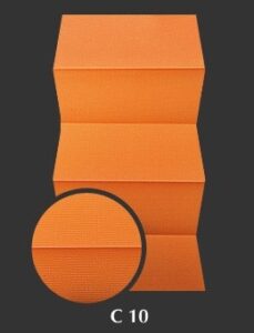 tkanina plisy kod C10 - kolor Pomarańczowy - Plisa jednolita Półprzezroczysta (Parametry: Odbicie światła 35%, Przepuszczalność 15%, Wchłanianie 50%, Gramatura 120 g/m2, Grubość 0.19 mm, Skład 100% PES) - Marka: Verosun Warszawa Kobyłka