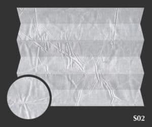 tkanina plisy kod S02 - kolor szary - Plisa jednolita Półprzezroczysta odporna na wilgoć do łazienki (Parametry: Odbicie światła 62%, Przepuszczalność 29%, Wchłanianie 9%, Gramatura 94 g/m2, Grubość 0.15 mm, Skład 100% PES) - Marka: Verosun Warszawa Kobyłka
