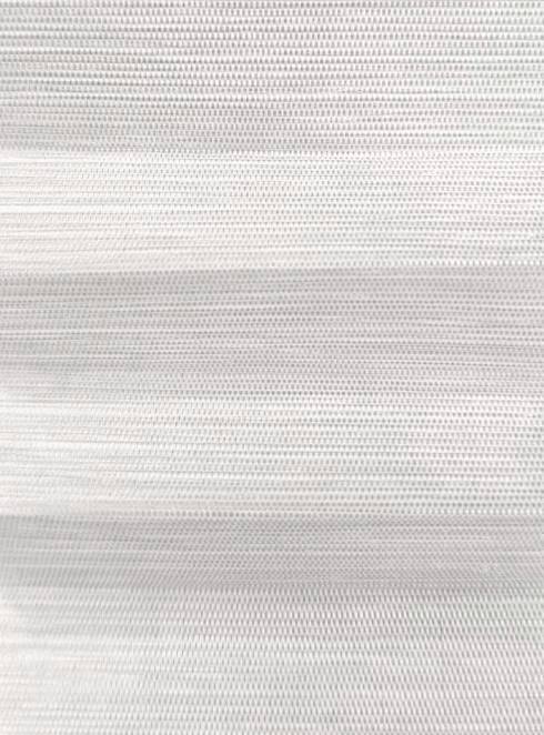 Close-up of light gray fabric with horizontal woven stripes.