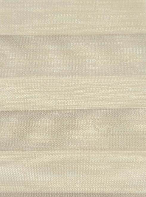 Close-up of beige woven fabric with subtle horizontal stripes.